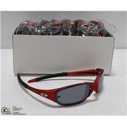 BOX OF RED OAKLEY STYLED SUNGLASSES
