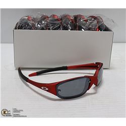 BOX OF RED OAKLEY STYLED SUNGLASSES