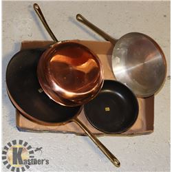 4 COPPER PANS- EXCELLENT CONDITION