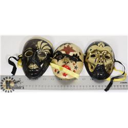 LOT OF 3 METAL MASKS
