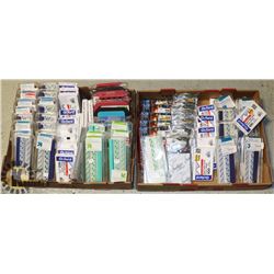 TWO FLATS OF OFFICE SUPPLIES, FILE BANDS, INDEX