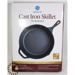NEW PROFESSIONAL 12.5" PRE-SEASONED CAST IRON