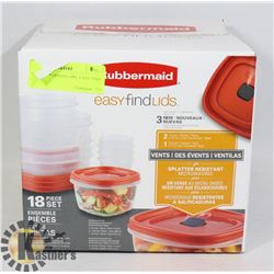 NEW RUBBERMAID 18PC EASY FIND LID SET