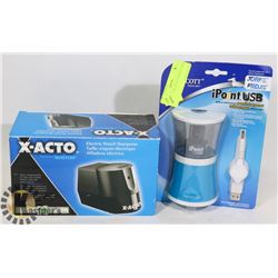 TWO ELECTRIC PENCIL SHARPENERS