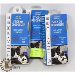 THREE NEW 2 PACKS OF STICK ON DEODORIZER FOR
