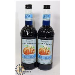 TWO BOTTLES OF OSTERBERG BLUE CURACAO SYRUP