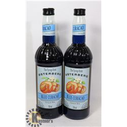 TWO BOTTLES OF OSTERBERG BLUE CURACAO SYRUP