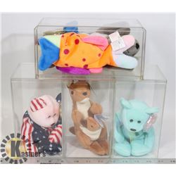 FLAT OF 5 COLLECTIBLE BEANIE BABIES, SOME WITH