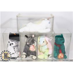 FLAT OF 5 COLLECTIBLE BEANIE BABIES, SOME WITH
