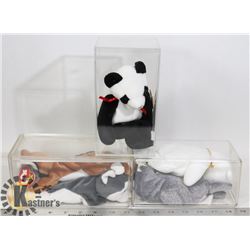 FLAT OF 5 COLLECTIBLE BEANIE BABIES, SOME WITH