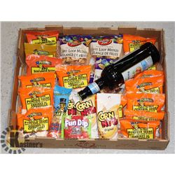 FLAT OF TRIAL MIX, PUMPKIN SEEDS, AND BOTTLE OF