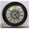 Image 1 : BLACK WALL CLOCK W/DECORATIVE BROWN &