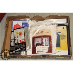 BOX W/NEW ITEMS INCL. 2 HOME STORAGE &