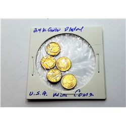 9)  LOT OF 5 US 24k GOLD PLATED MINI COINS