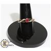 Image 1 : #194-RED RUBY + CZ RING SIZE 7.6