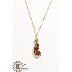 #134-RED GARNET PENDANT & NECKLACE
