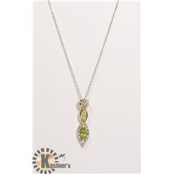 #125-GREEN PERIDOT & CZ PENDANT & NECKLACE
