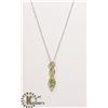 #125-GREEN PERIDOT & CZ PENDANT & NECKLACE