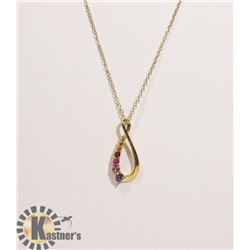 #140-MULTI-COLOR TOPAZ GEMSTONE PENDANT/NECKLACE