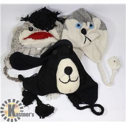 LOT OF 3 ANIMAL FACE TOQUES