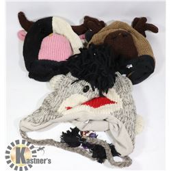 LOT OF 3 ANIMAL FACE TOQUES