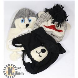 LOT OF 3 ANIMAL FACE TOQUES