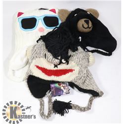 LOT OF 3 ANIMAL FACE TOQUES