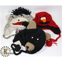LOT OF 3 ANIMAL FACE TOQUES