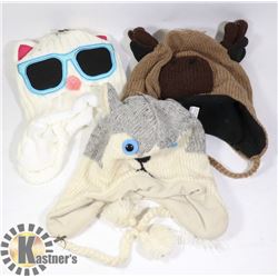 LOT OF 3 ANIMAL FACE TOQUES