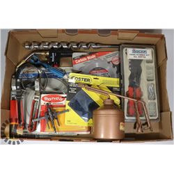 FLAT OF ASSORTED TOOLS INCLUDING HAND RIVETER