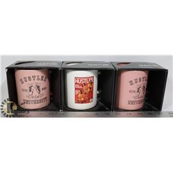 LOT OF 3 HUSTLER COFFEE MUGS