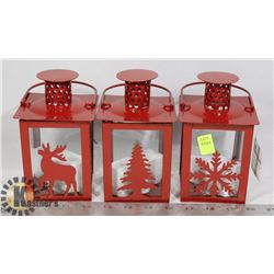 LOT OF THREE LANTERN STYLE TEA LIGHT HOLDERS