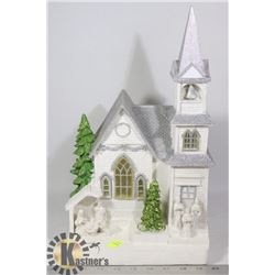 CHURCH SHAPE MUSICAL LIGHT UP CHRISTMAS DECORATION