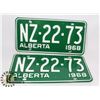 Image 1 : NEW OLD STOCK ALBERTA LICENSE PLATES 1968