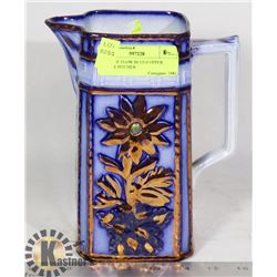 ANTIQUE FLOW BLUE/COPPER LUSTER PITCHER