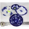 Image 1 : 4 ANTIQUE FLOW BLUE SERVING DISHES