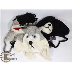 LOT OF 3 ANIMAL FACE TOQUES