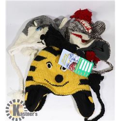 LOT OF 3 ANIMAL FACE TOQUES