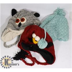 LOT OF 3 ANIMAL FACE TOQUES