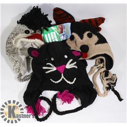 LOT OF 3 ANIMAL FACE TOQUES