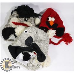 LOT OF 3 ANIMAL FACE TOQUES