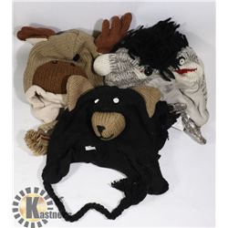 LOT OF 3 ANIMAL FACE TOQUES