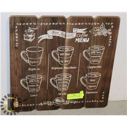 COFFEE MENU WALL HANGING