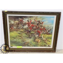 FRAMED ART TITLED BUNKER HILL ADVANCE. SIGNED