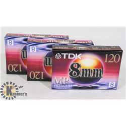 3 SEALED TDK 8MM PREMIUM 120 CAMCORDER VIDEO TAPES