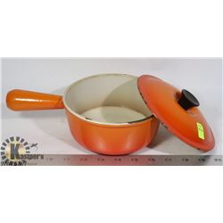 VINTAGE LE CREUSET NO16 ORANGE FADE SAUCE POT&LID