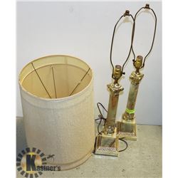 PAIR OF LARGE MARBLE BASED LAMPS