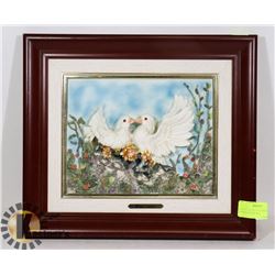 RUBY'S COLLECTION FRAMED 3D KISSING DOVES ART