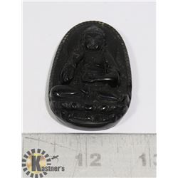 #202-BLACK OBSIDIAN BUDDHIST PENDANT