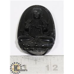 #206-BLACK OBSIDIAN PENDANT BUDDHIST